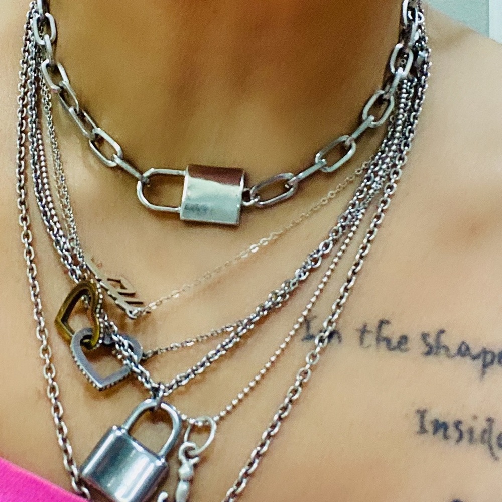 Silver Chain Lock Necklaces! - Picture 3 of 6